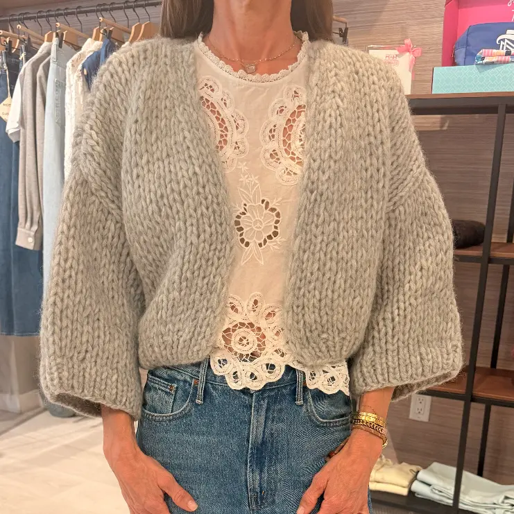 Alpaca S/S Cardigan Sweater Grey