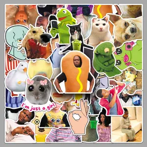 50-Piece Funny Meme Vinyl Stickers, Waterproof Fade-Proof Removable, for Water Bottles, Laptops, Car Decals, Ideal for Teens & Adults, Car Decal