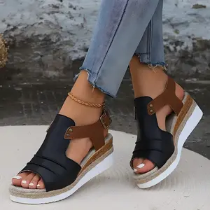 New Comfortable Outdoor Peep-Toe Sandals with And Back Straps, Women'S Thick-Soled And Wedge Sandals., Women Shoes
