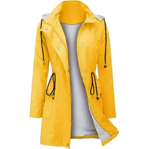 Light Rain Jacket Waterproof Trench Raincoat with Hood Lightweight Plus Size for Girls