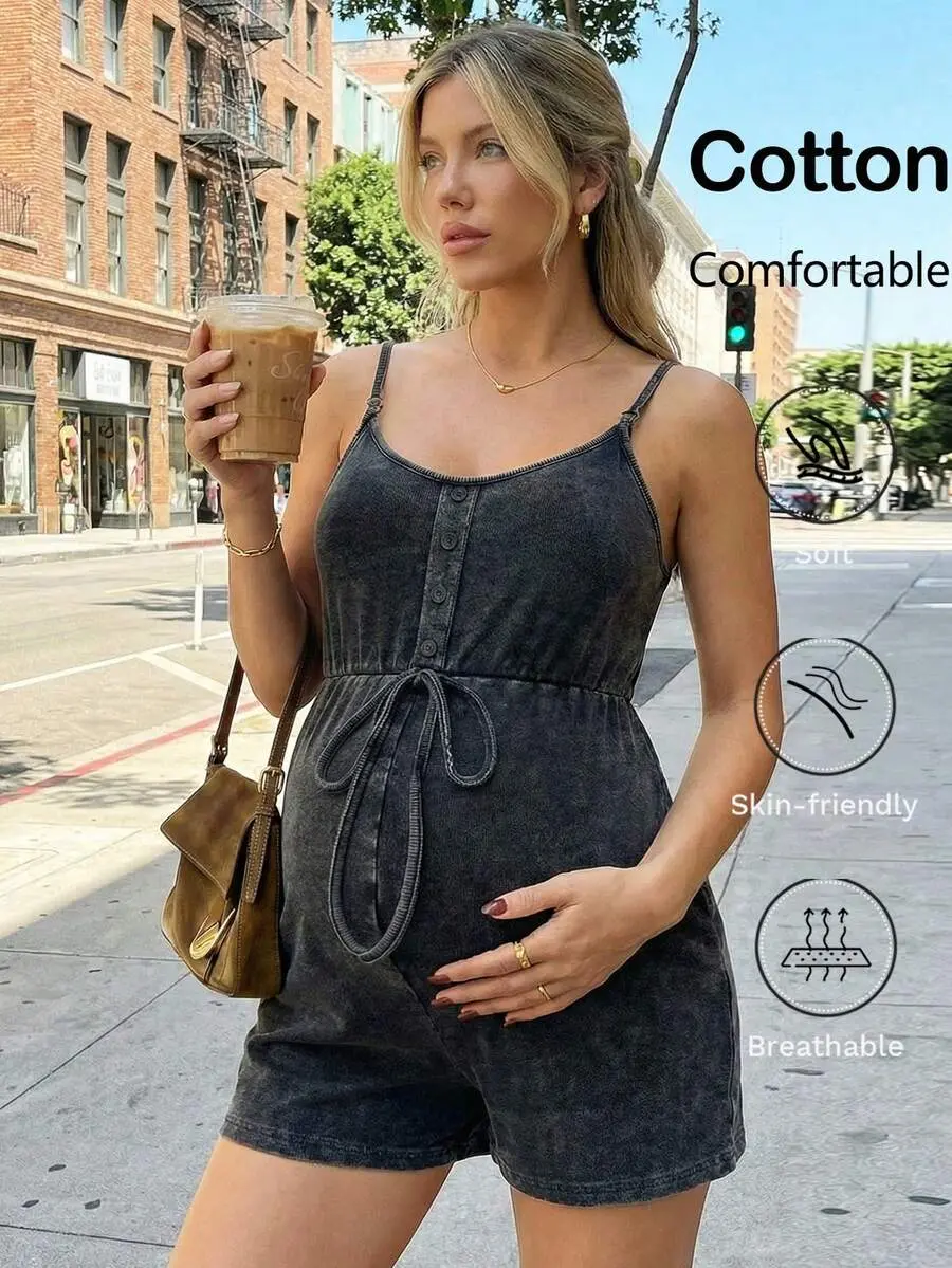 JOCASTAA Maternity Casual Sleeveless Nursing Romper For Summer Summer Outfits  Vacation Outfits  Casual