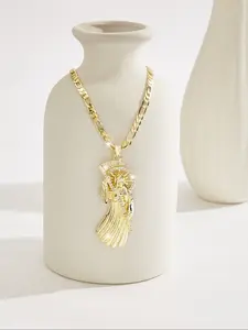 Fashion Vintage Santa Claus Large Pendant Necklace, God Scythe Death Skull Brass Plated 14k Gold Oxidized Zircon Jewelry Gift