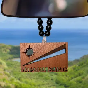 Marshall Islands Ornament - 1/4 Inch Thick Wood Cherry Hickory Mahogany Unfinished 4 inches & 4.5 Inches Long Side Stylish Car Accessory
