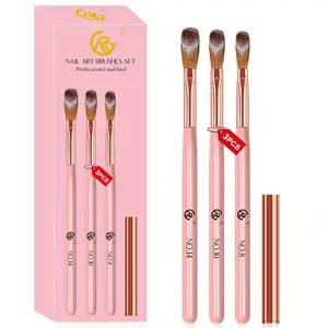 3 PCS Nail Brush Set, Professional Nail Art Brush Size 8/10/14, Nail Brushes for Acrylic Powder, 3D Nailcarving Tool Brushes Festival Women Gift Set, Art Brush for Beginner and Professional