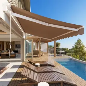 10x8 Manual Retractable Awning Patio Sun Shade Shelter