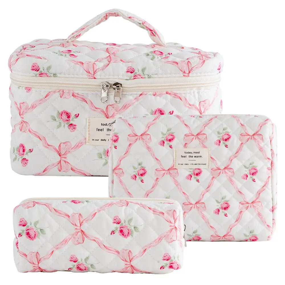 Quilted Makeup Bag Set, Travel Makeup Bags Organizers, Travel Cosmetic Bags, Cosmetics Bag, Handheld Cosmetic Pouch, Portable Zipper Makeup Organizer Pouch for Skincare, Foundation, Makeup Tools, Travel Essentials, Ideal Gift, Cosmetic Storage Bag