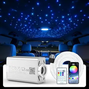 16W Fiber Optic Starlights Headliner Lights,Mixed Fibers 1200pcs 9.89ft (0.1in 800pcs+0.2in 400pcs) Star Lights for car Sound Activated Light Source with Remote+APP Control Starlights Effect SUV