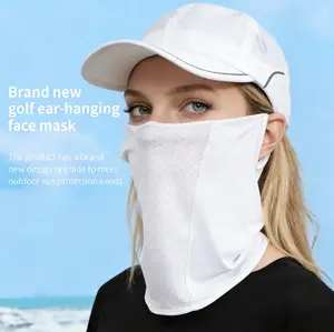 Neck Gaiter with Ear Loops UPF50+ Sun Protection Breathable Face Mask Cover for Women Men Outdoors Golf Ear-hanging Design