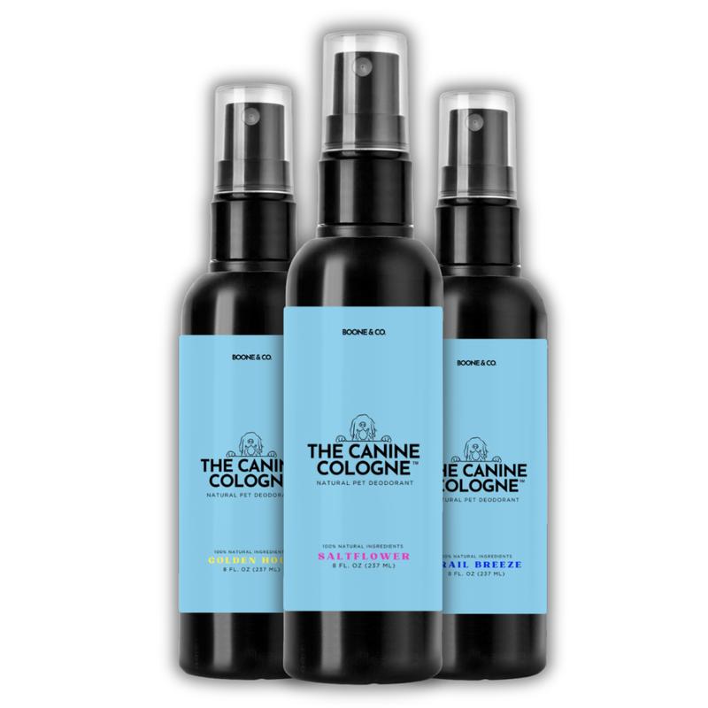 Boone & Co. Canine Cologne Spray for Dogs – 8 oz | Pet-Safe Dog Deodorizer & Grooming Spray | Clean Ingredients, Long-Lasting Scent | Made in USA | 3 Signature Scents