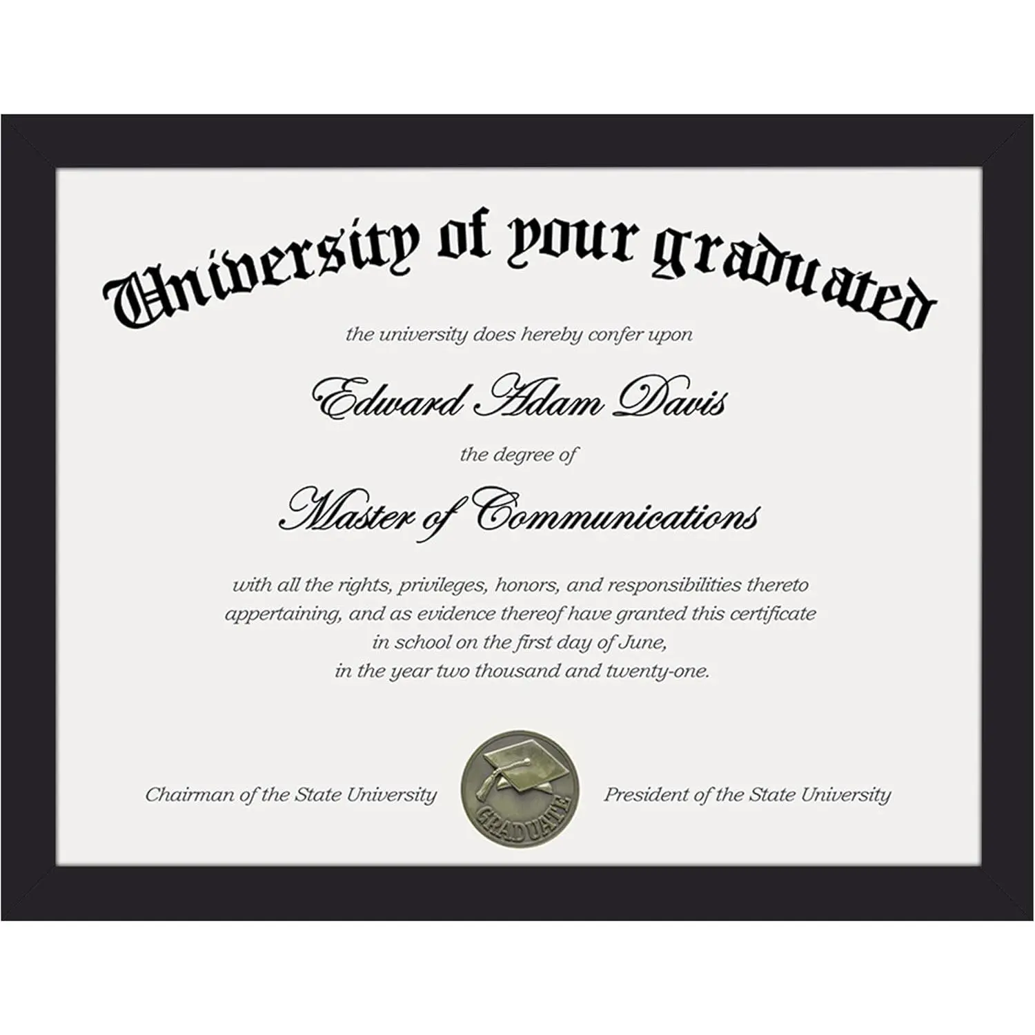 Certificate Frame with Clear Plexiglass, 8.5 by 11 Picture Diploma Document  Frames for Wall and Tabletop, Black, 1 Pack