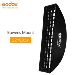 Godox 9"x 35" 22x90cm honeycomb grid softbox, for use in photography studios. Bowens bayonet flash and S-shaped stand. Bowens bayonet stand, for flashlights.