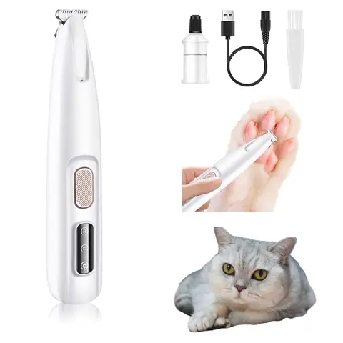 New 2025 Waterproof Rechargeable Pet Paw Trimmer with LED- Low Noise, Multifunctional Grooming Clippers for Dogs and Cats - Perfect for Paws, Eyes, Ears, Face, and Rump