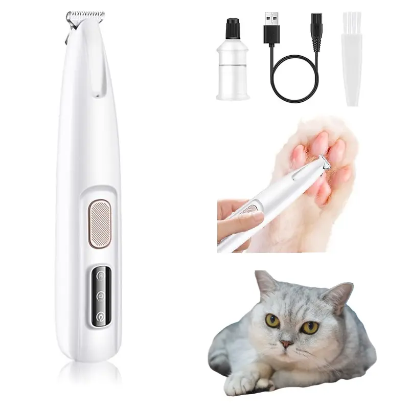 New 2025 Waterproof Rechargeable Pet Paw Trimmer with LED- Low Noise, Multifunctional Grooming Clippers for Dogs and Cats - Perfect for Paws, Eyes, Ears, Face, and Rump
