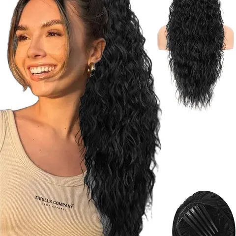 30-Inch Long Wavy Ponytail Extension, Synthetic Clip-In Hair Extensions for Women, Gorgeous Fluffy Hair Piece for Daily Use, Synthetic Ponytail Hairpieces