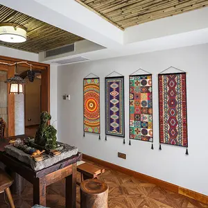 Bohemian Style Tapestry Wall Art - Fabric Wall Hanging for Living Room, Bedroom and B&B Decor, Ethnic Inspired Wall Canvas
