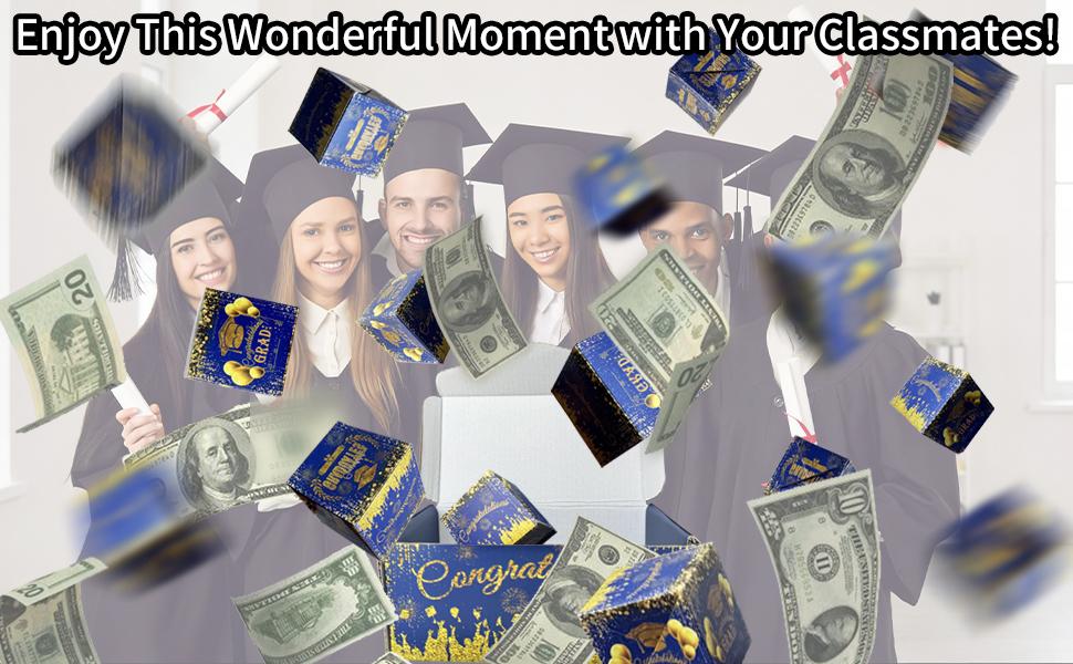 Graduation Surprise Explosion Gift Box, Funny Pop Up Cash from Money Case for Her Him Preschool High School College, DIY Novelty Luxury Folding Bouncing Money Boxes for Class of 2026