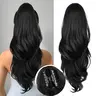 Women's 26in Synthetic Claw Clip-In Ponytail Hairpiece - Long Black Body Wave Layered Extension, Adds Length, Ideal for Ponytail Hairstyles, Fit for Black Girls & Adult Females, All Hair Types, Daily & Party Use