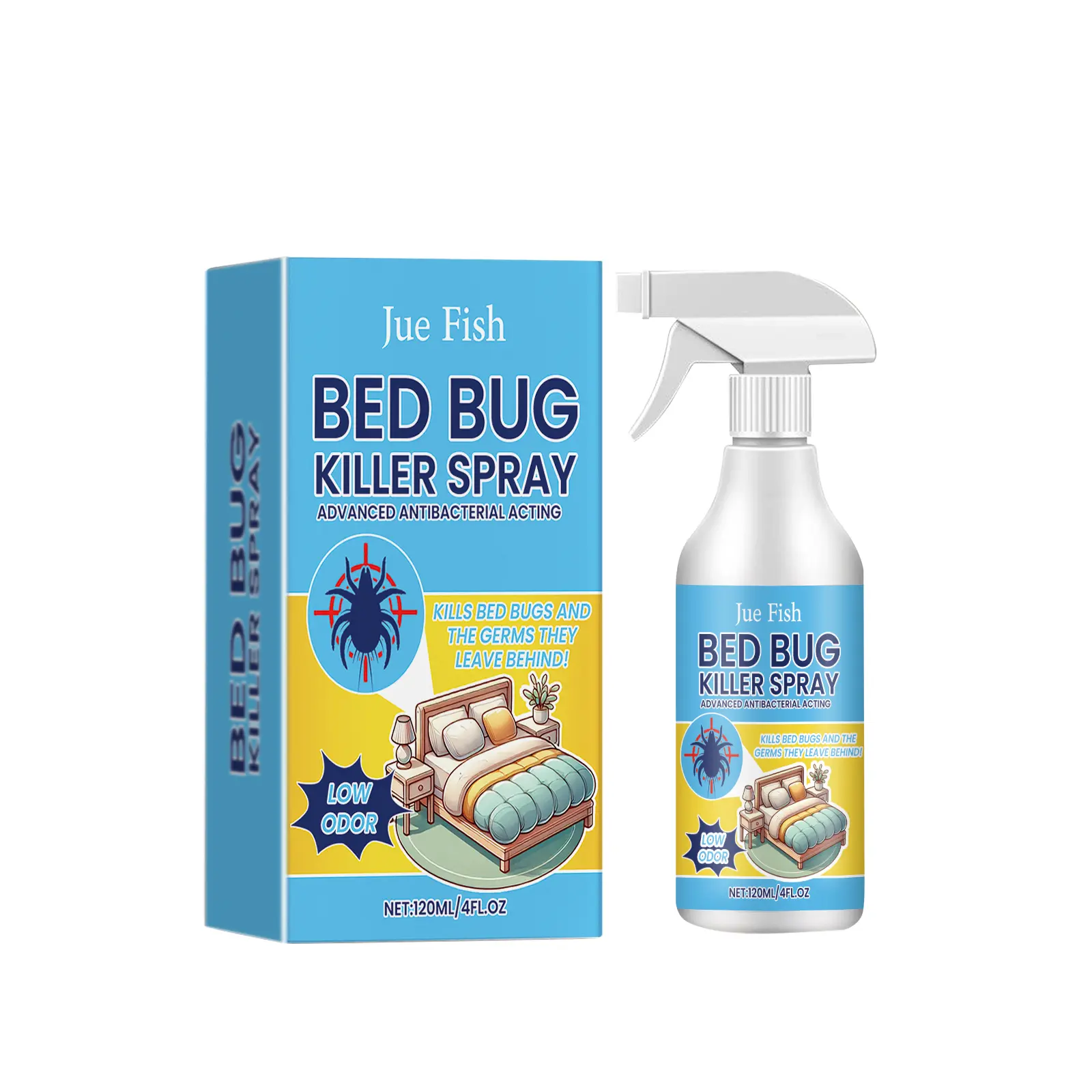 120ml Citronella Scent Household Bed Bug Killer Spray - Mattress & Bedding Insect Repellent for Lice, Mites, Fleas, Dorm & Bedroom Pest Control