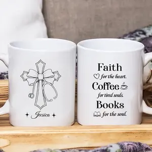 Personalized Christian Coffee Mug Gift for Nurse Moms with Faith Cross Design and Inspirational Quotes