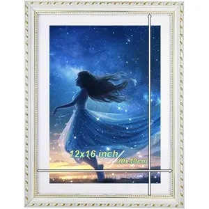 Diamond Painting Frames Fit For 30x40cm/12x16in Diamond Art Pictures or Family Photos, New Narrow Edge With Special Pattern Plaster Wood Frame For Wall Mount Photo Decoration