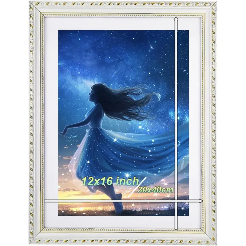 Rectangle Wooden Diamond Painting Frame - Narrow Edge With Special Pattern Plaster Design, Fits 30x40cm/12x16in Diamond Art, Family Photos, Wall Mount Home Decor Photo Frame
