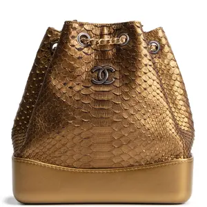 Pre-owned CHANEL Bronze Python Leather Backpacks Small Python Gabrielle Backpack Bronze