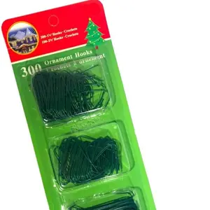300 Pack Ornament Hooks Christmas Tree Decorating Hangers- Metal Wire Ornament Hooks for Christmas Tree Decoration Hanging (Green)