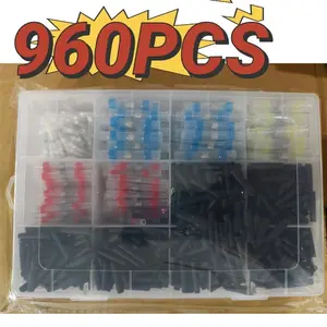 960PCS/Box Solder Ring Heat Shrink Pressure Free Tube, Waterproof Solder Seal Electrical Butt Connector, Durable Reliable Connectors, Wire Cable Gland Terminal Kit