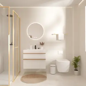 VELA 30 Inch White Wall Mounted Bathroom Vanity with Integrated Acrylic Sink, 2 Soft-Close Drawers, Pre-Assembled, Modern Floating Cabinet