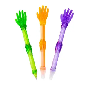 6" Halloween Bright Skeleton Hand Plastic Pens - 12 Pc.