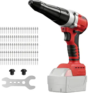 Cordless Rivet Gun Compatible with Mil-Waukee 18V Battery Electric Rivet Gun Tool for Metal, Plastic and Leather with LED Light(No Battery)