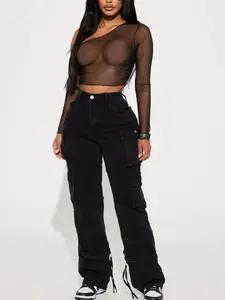 No Matter What Stretch Straight Leg Cargo Jean - Black