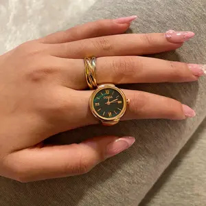 Vintage Mini Watch Ring: Adjustable Trendy Clock Ring