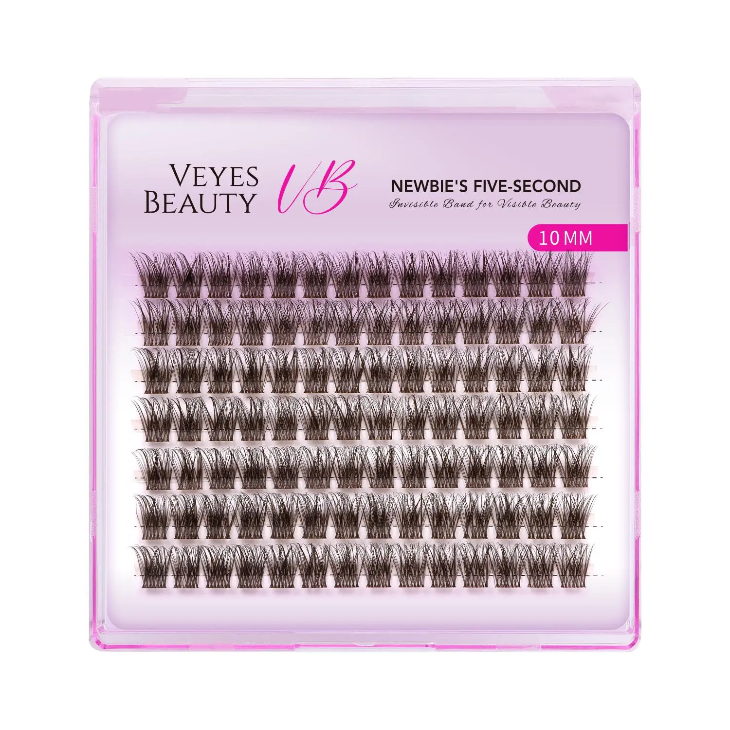 VEYESBEAUTY Dreamy Brown Volume Lash Clusters, Wispy False Eyelashes with an Invisible Band, Single Length Refill Mini Tray for DIY Application, Storage, Compact, Eyelash Falsies, Lash Clusters At Home, Soft, Cluster Lash Extensions False Eyelashes & Adhe