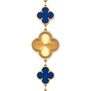 Pre-owned Van Cleef & Arpels 18K Yellow Gold (Au750) Small Leather Goods Sweet Alhambra Yellow Gold Ladies Watch