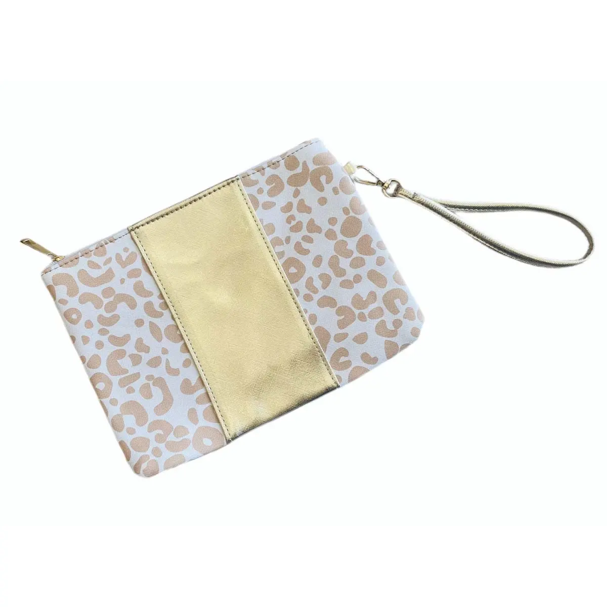 Gold Leopard Wristlet