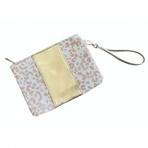Gold Leopard Wristlet