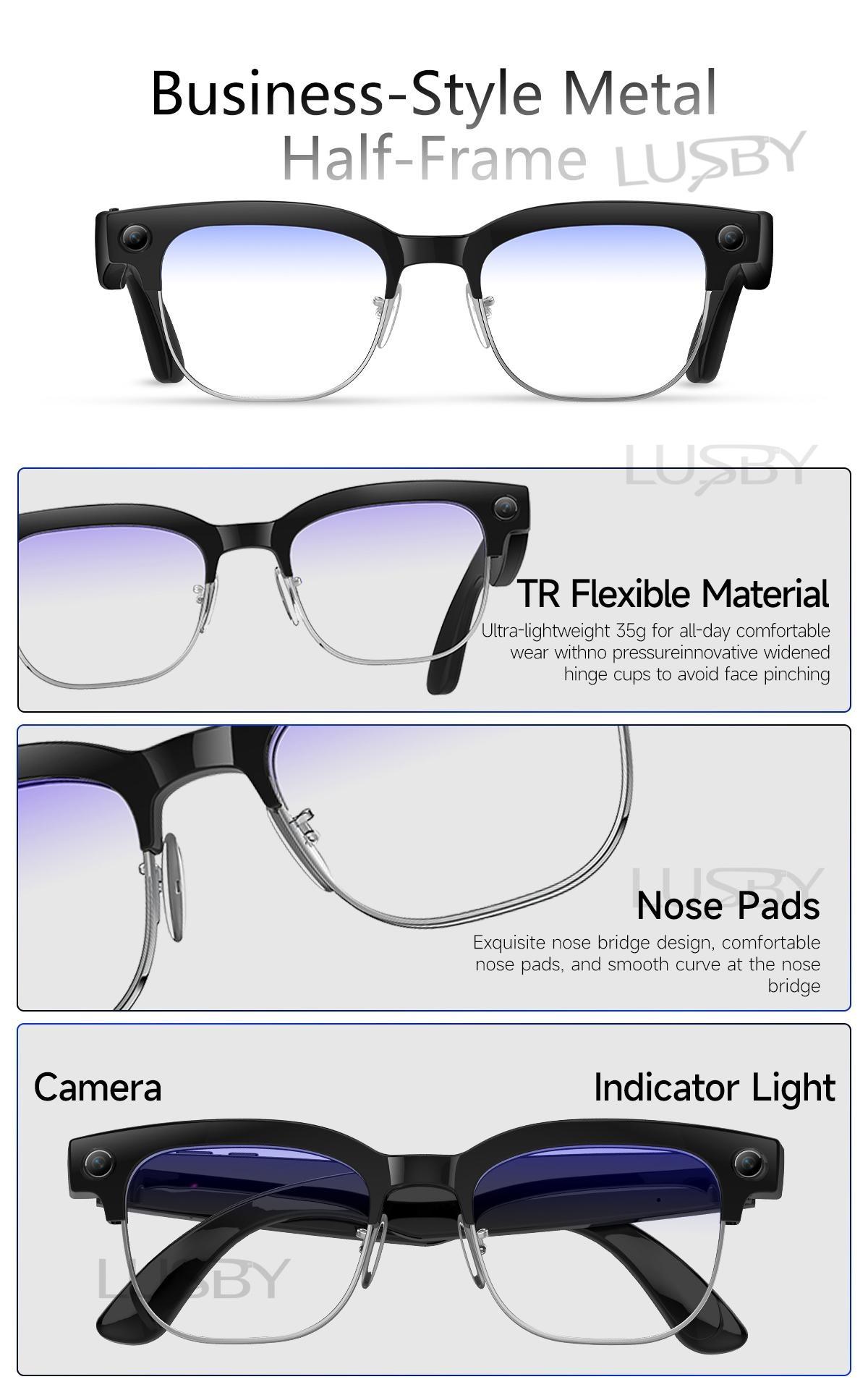 LUSBY Smart AI Camera Glasses with 8MP Photochromic Lenses ,Button Touch Adjustment for Travel Outdoor Adventures Hands-Free Photography 160+Languages Real-Time Translation Bluetooth Wireless Wearable Video Recording UV Protection ,Easter gift LUSBY Smart AI Camera Glasses with 8MP Photochromic Lenses ,Button Touch Adjustment for Travel Outdoor Adventures Hands-Free Photography 160+Languages Real-Time Translation Bluetooth Wireless Wearable Video Recording UV Protection ,Easter gift
