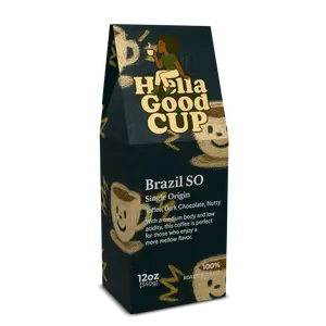 Hella Good Cup Brazil SO Single Origin Coffee - Toffee Dark Chocolate Nutty Flavor - Medium Body Low Acidity - Perfect for All-Day Sipping