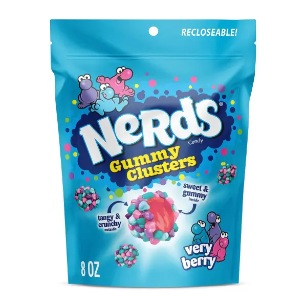 Gummy Clusters Candy, Very Berry, Crunchy and Gummy, 8 oz
