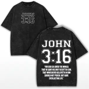 valentine shirts John 3:16 Oversized Christian T-Shirt – Washed Faith Tee with Bible Verse Front & Back Print for Spiritual Streetwear