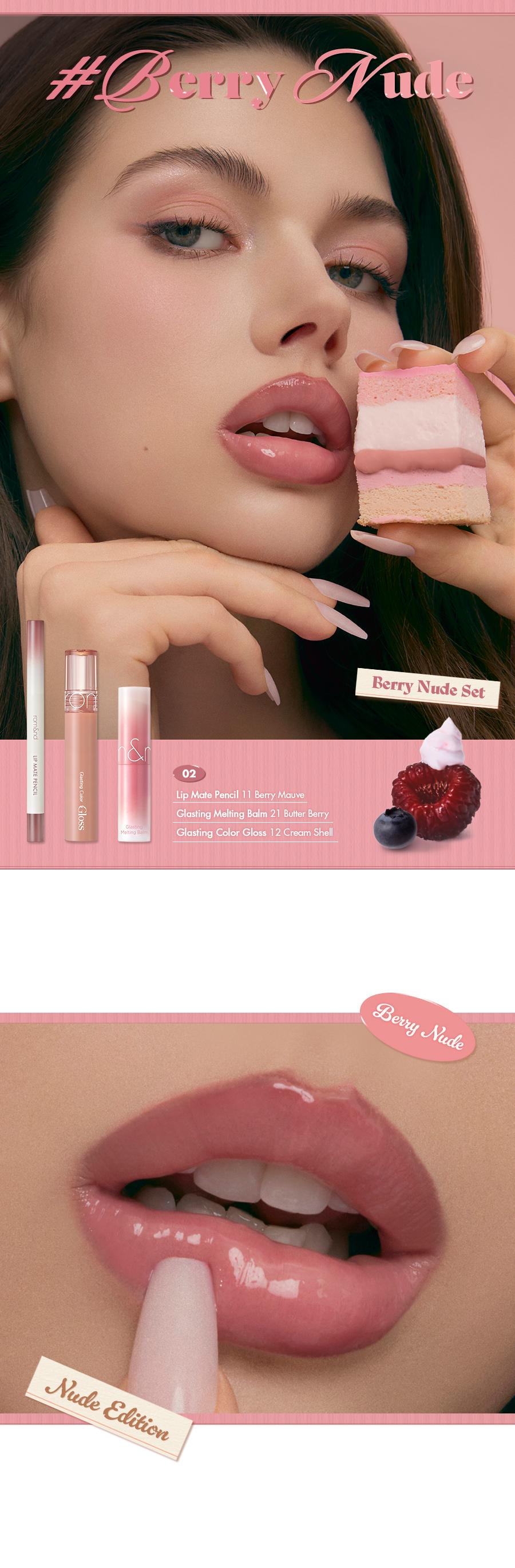 [rom&nd Official Shop] rom&nd LIP VOLUME HACK TRIO NUDE EDITION (2 Shades, Lip Mate Pencil 0.5g & Melting Balm 3.5g & Color Gloss 4g)