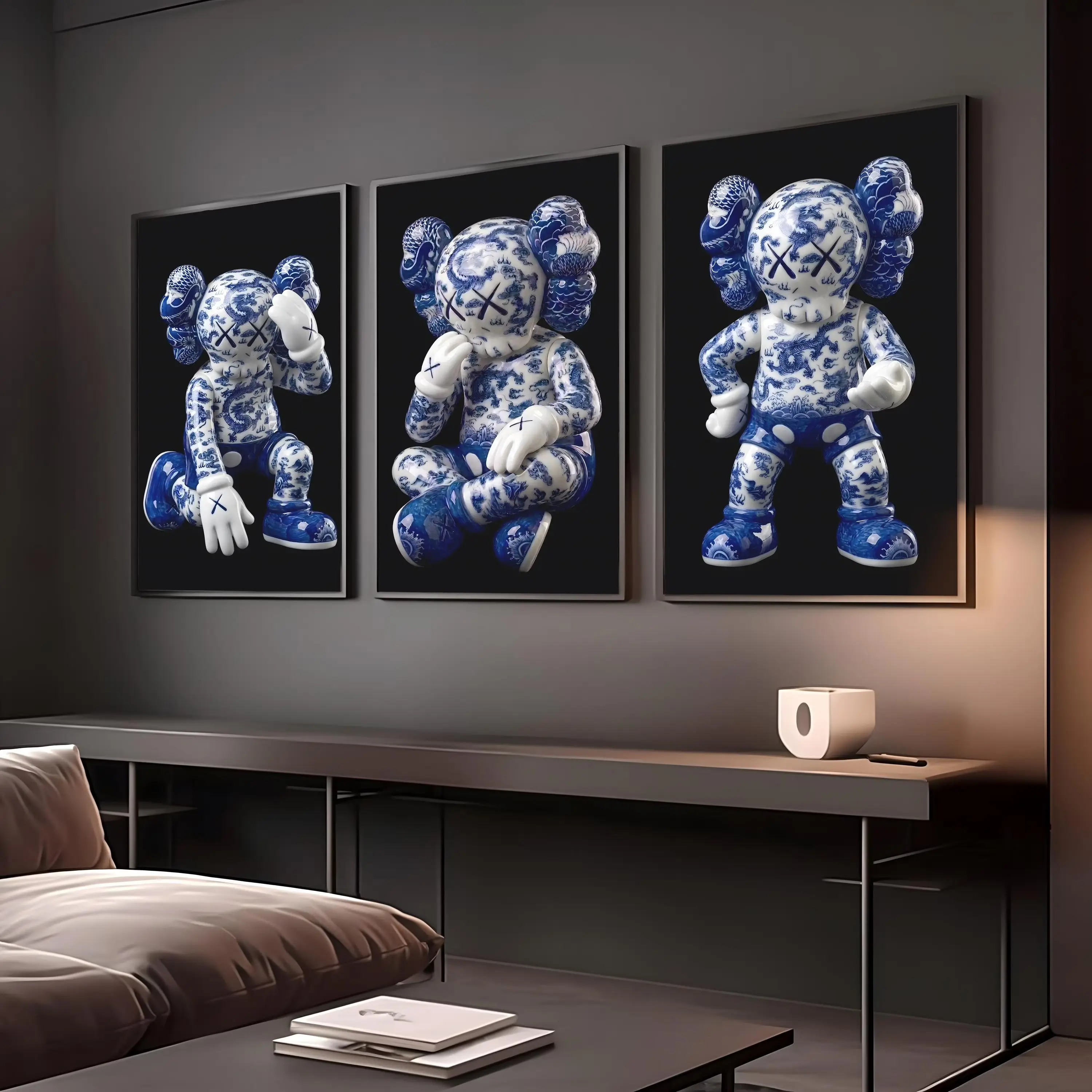 Kintsugi KAWS Graffiti Poster Set of 3,Hypebeast Minimal Toy,Printable KAWS Graffiti Poster,Hypebeast Sneaker Prints,Urban