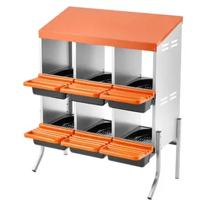 Galvanized Steel Chicken Nesting Box with 6 Easy Access Compartments - Perfect for Layers and Egg Collection