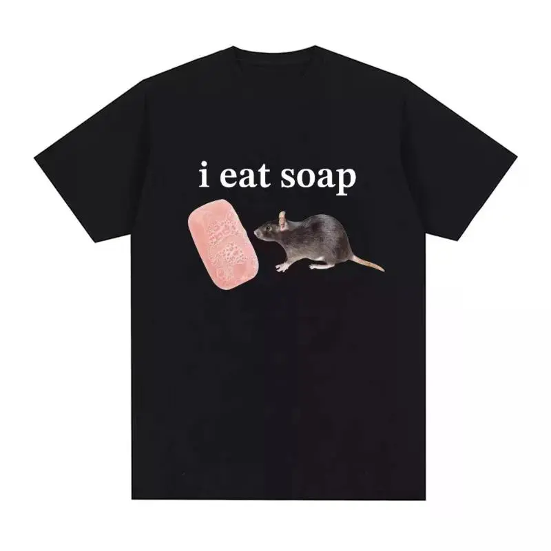 I Eat Soap Rat Funny Meme T Shirt Men's Fashion Vintage O-Neck Short Sleeve T-shirts Casual Cotton Harajuku T Shirts Streetwear