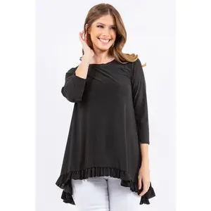 Sweet Lady Solid Tunic Top - Black