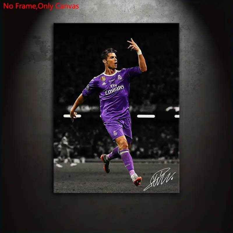 1 piece/set frameless canvas painting poster, Unframed Wall Art, Artwork For Walls, Decoration items, Classic retro motivation art, legend soccer player Cristiano Ronaldo, gift for football lovers, bedroom, living room, wall decoration, room decoration