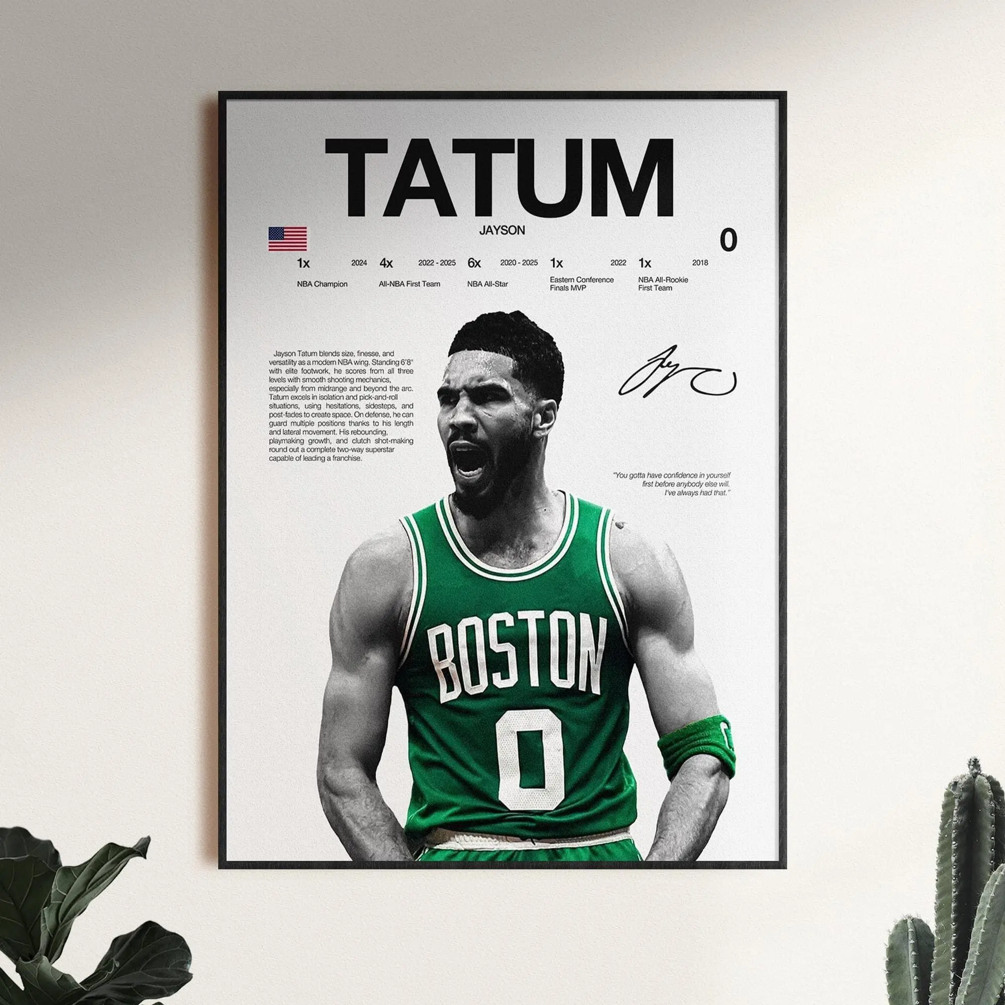 Jayson Tatum Poster, NBA Wall Print, Basketball Digital Download, NBA Poster Print, Sports Decor, Boston Poster, Basketball NBA Gift