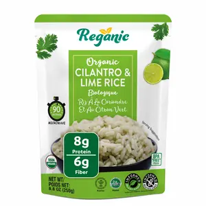 Reganic Cilantro Lime Rice - 1.5 Minutes - Organic, Long Grain White Rice, Vegan & Gluten Free | Ready to Eat Meals | BPA-Free | Microwavable Food, Easy Dinner, Side Dish | 8.8 Ounce (Pack of 6) Food