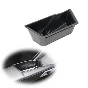 1PC Black Side Inner Cab Door Armrest Storage Box Trim Organizer For Chevrolet Corvette C7 2014 2015 2016 2017 2018 2019 Accessories